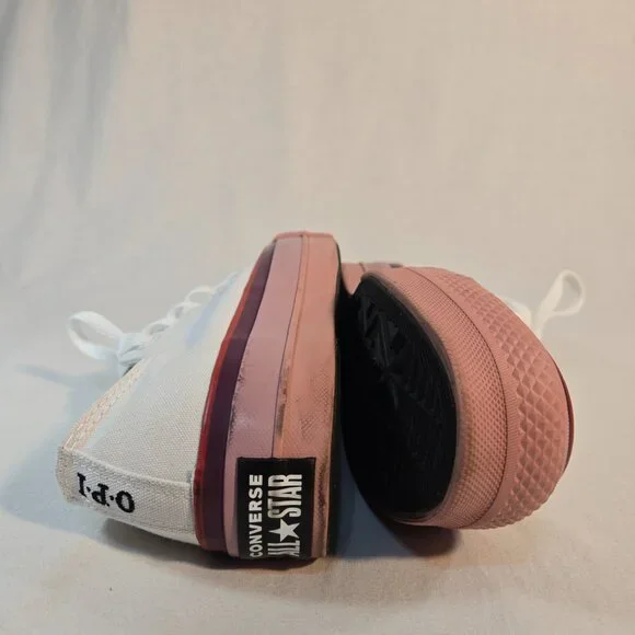CONVERSE X O.P.I CTAS Lift Ox Canvas 566557C Pure Silver/White/Pink Size US 7.5 - Picture 9 of 16